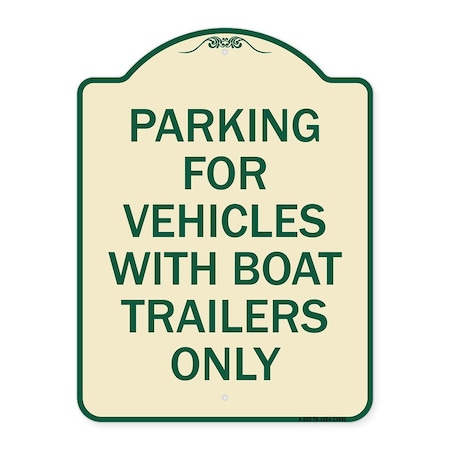 Signmission Parking for Vehicles W/ Boat Trailers Heavy-Gauge Aluminum Sign, 24" x 18", TG-1824-23441 A-DES-TG-1824-23441